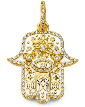 Buddha Mama Diamond And Enamel Hamsa Pendant - Metallic