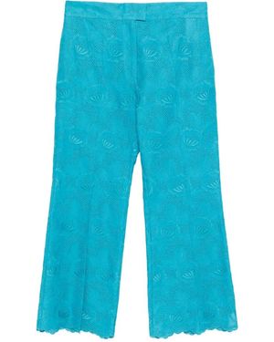 Valentino Garavani Floral-Embroidery Trousers - Blue