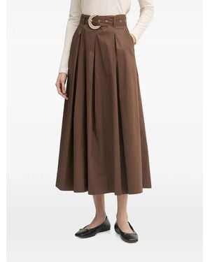 GAUDI Belted Pleated Midi Skirt - Brown