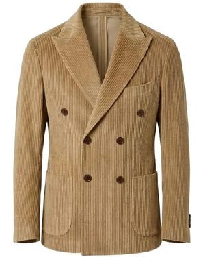 Daniele Alessandrini Double-Breasted Corduroy Blazer - Natural