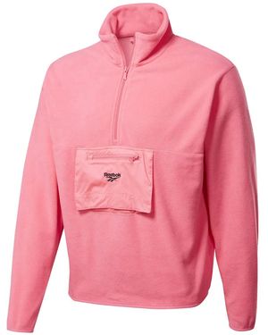 Reebok Half Zip Fleece Sweatshirt - Pink