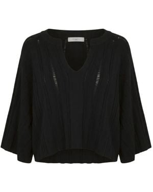 Malo Ribbed-Knit V-Neck Jumper - Black