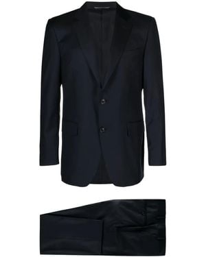 Canali Peak-Lapes Wool Single-Breasted Suits - Black