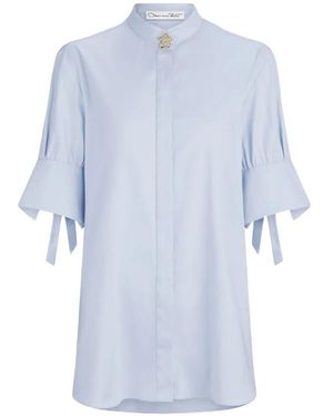 Oscar de la Renta Bow-Detail Poplin Blouse - Blue