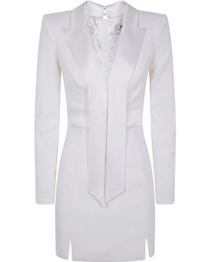 Elisabetta Franchi Crepe Tuxedo Mini Dress - White