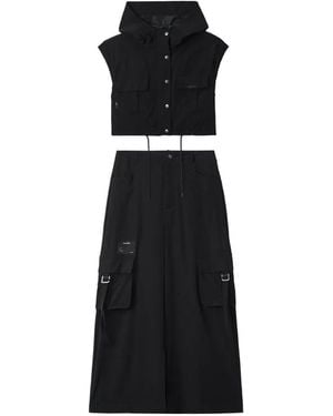 Izzue Set De Dos Piezas Con Falda Larga Con Bolsillos Con Solapa - Negro