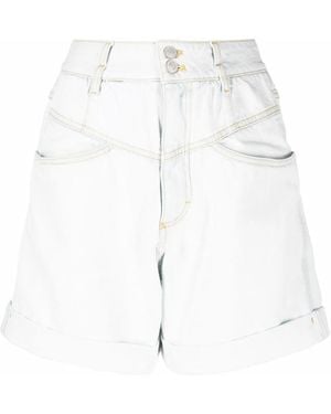 KENZO Light Blue High-waisted Denim Shorts - White