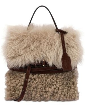 Moschino Shearling Tote Bag - Natural
