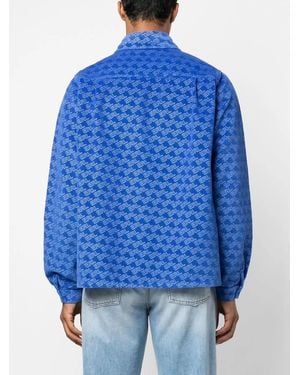 ERL All-Over Logo Print Corduroy Shirt - Blue