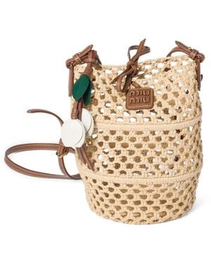 Miu Miu Raffia Crochet Pouch - Natural