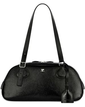 Courreges Friday Leather Shoulder Bag - Black
