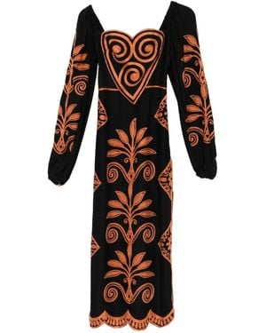 FARM Rio Cornely Ainika Long-Sleeve Midi Dress - White