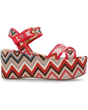 Missoni 80Mm Zigzag Platform Sandals - Red
