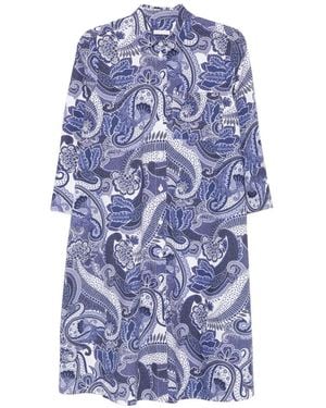 Robert Friedman Paisley-Print Midi Shirt Dress - Blue