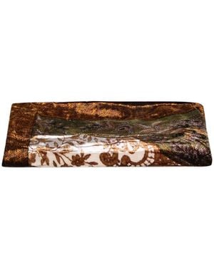 Pierre Louis Mascia Floral-Print Velvet Scarf - Brown