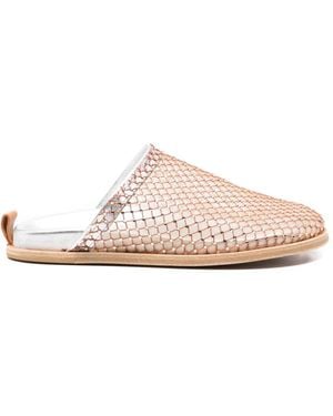 forte_forte Crystal-Embellished Mesh Mules - Pink