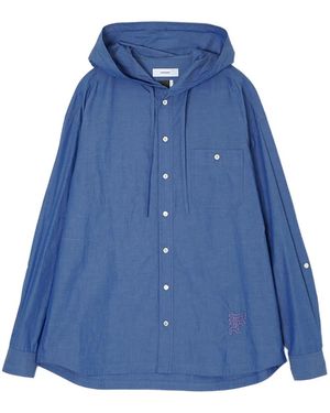 Facetasm Hooded Button-Down Shirt - Blue