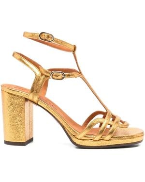 Chie Mihara 80Mm T-Bar Block-Heel Sandals - Metallic