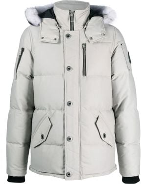 Moose Knuckles Faux-Fur Trim Padded Parka - Gray