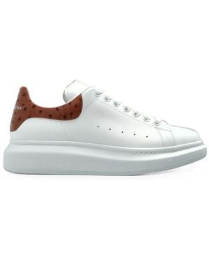 McQueen Oversized Ostrich-Effect Leather Sneakers - White
