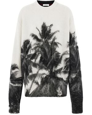 Ferragamo Palm-Tree Print Sweatshirt - Grey