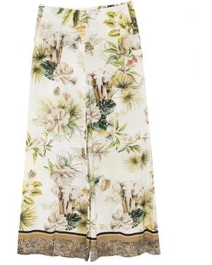 Elie Saab Savannah-Print Chiffon Pants - Metallic