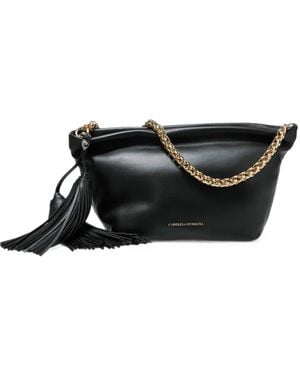 Carolina Herrera Pia Tassel-Detail Leather Clutch Bag - Black