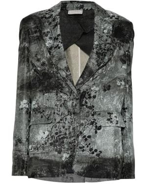 Pierre Louis Mascia Floral-Print Single-Breasted Blazer - Grey