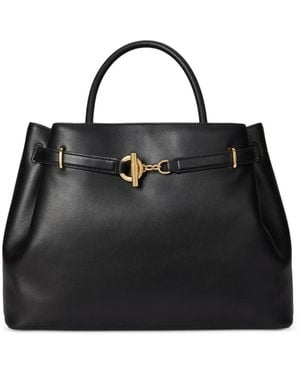 Ralph Lauren Large Blaike Toggle-Clasp Leather Tote Bag - Black