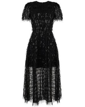 POST MERIDIEM Round-Neck Midi Dress - Black