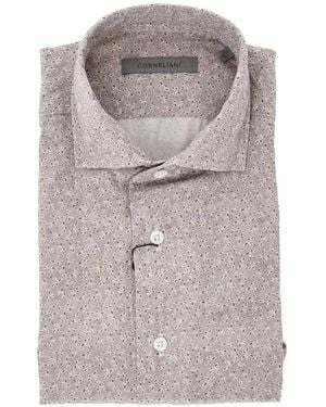 Corneliani Patterned French-Collar Shirt - Grey