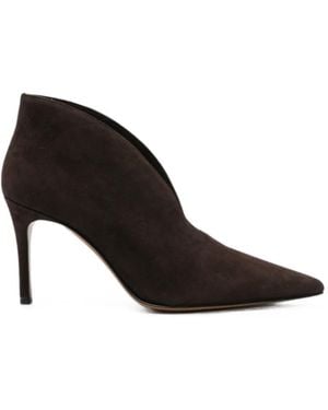 Roberto Festa Pointed-Toe V-Cut Leather Ankle Boots - Black