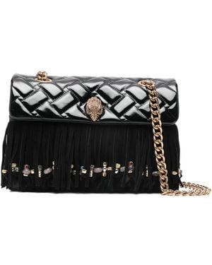 Kurt Geiger Gesteppte Schultertasche mit Fransen - Schwarz