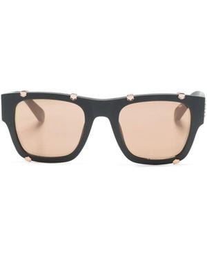 Philipp Plein Logo-Plaque Square-Frame Sunglasses - Natural