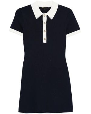 Maje Buttoned Collar Knitted Mini Dress - Black