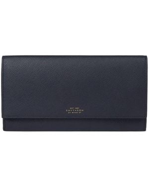 Smythson Embossed Leather Travel Wallet - Blue