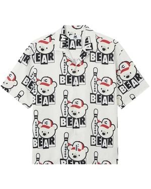 Chocoolate Bear-Print Short-Sleeved Shirt - White
