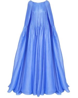 Carolina Herrera Cape-Abendkleid Mit Falten - Blau