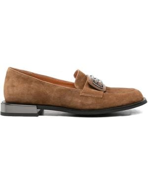 Linda Baumann Buckle-Detail Suede Loafers - Brown
