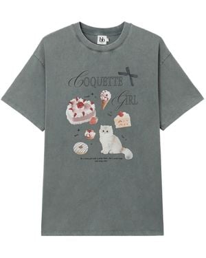 B+ AB Graphic-Print Acid-Wash T-Shirt - Gray