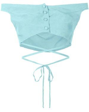 Amir Slama Off-Shoulder Cropped Blouse - Blue