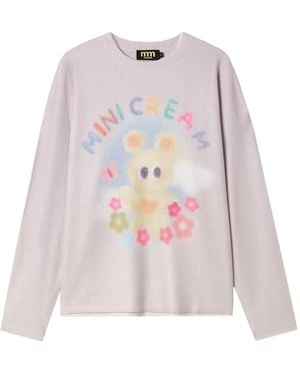 Mini Cream Maglione Con Stampa Grafica - Rosa