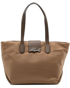 KARL LAGERFELD Signature Tote Bag - Brown