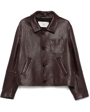 【AMI PARIS】テクニカルツイル ボンバージャケット ブラウン AMI PARIS ツイル ボンバージャケット 装飾付き | NET-A-PORTER