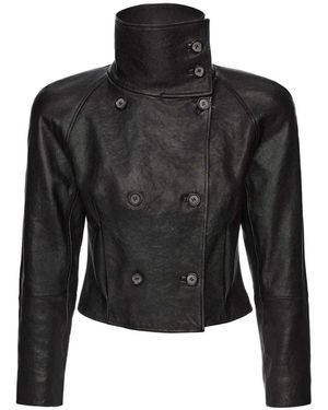 Magda Butrym High-Collar Cropped Jacket - Black