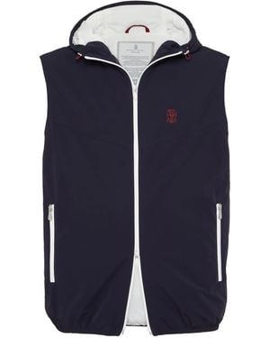 Brunello Cucinelli Bodywarmer Met Capuchon En Rits - Blauw