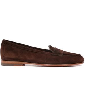 Santoni Carla Suède Penny Loafers - Bruin