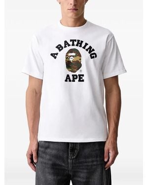 A Bathing Ape Glitch Woodland University Camouflage-Print T-Shirt - White