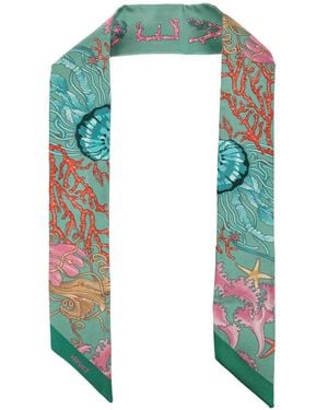 Versace Underwater Seidenschal mit Barocco-Print - Grün