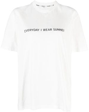 Sunnei Slogan-Print Cotton T-Shirt - White